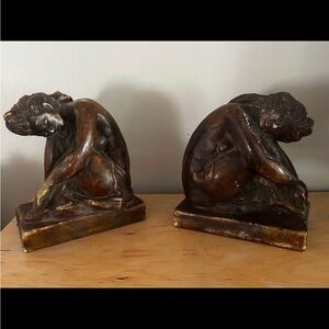 Bronze Tone Figurine Bookends